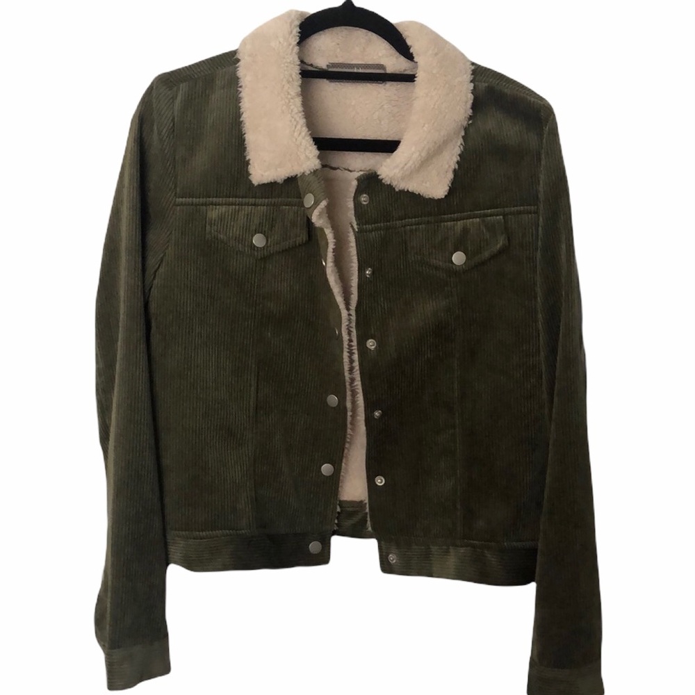Lizard Thicket Olive Corduroy and Sherpa Jacket